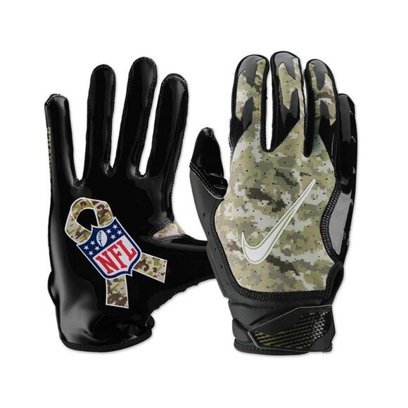 NWT Nike Vapor 6.0 Jet Football Gloves NFL Logo Salute To Service Camo Youth Med - Picture 1 of 7
